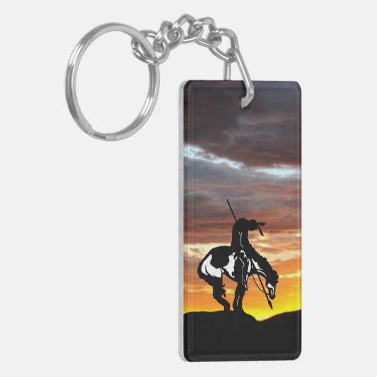 Einde van de trein met zonsondergang sleutelhanger (Voorkant Links)