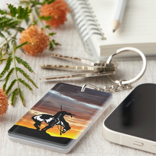 Einde van de trein met zonsondergang sleutelhanger (Voorkant Rechts)