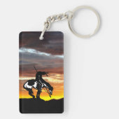 Einde van de trein met zonsondergang sleutelhanger (achterkant)