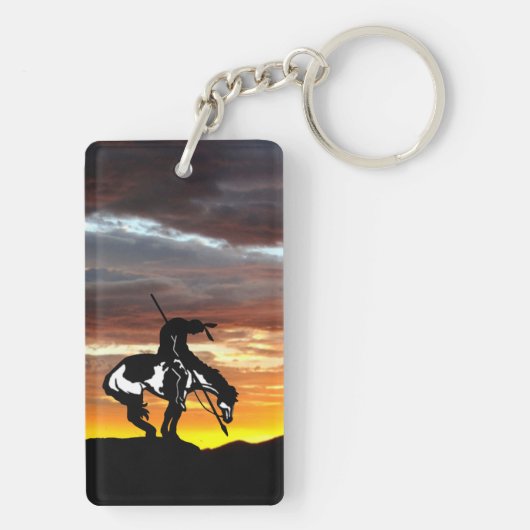 Einde van de trein met zonsondergang sleutelhanger (achterkant)