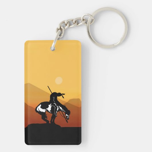 Einde van de trein met zonsondergang sleutelhanger (achterkant)