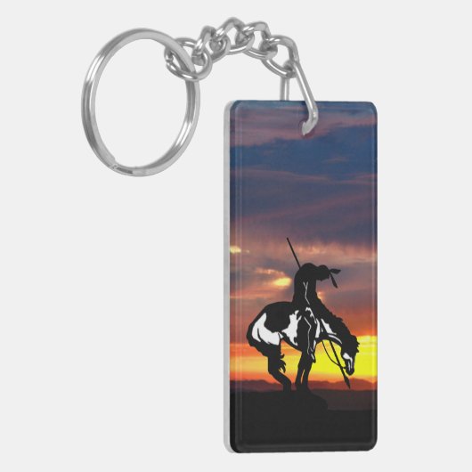 Einde van de trein met zonsondergang sleutelhanger (Voorkant Links)