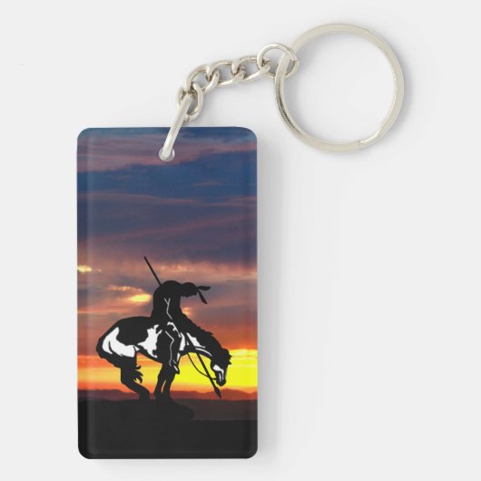 Einde van de trein met zonsondergang sleutelhanger (achterkant)