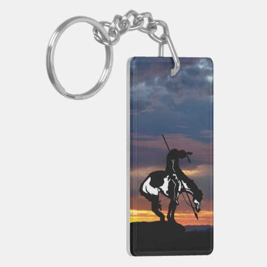 Einde van de trein met zonsondergang sleutelhanger (Voorkant Links)