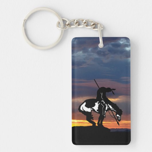 Einde van de trein met zonsondergang sleutelhanger (Voorkant)