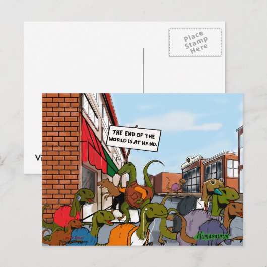 Einde van de wereld dinosaurussen briefkaart (Voorkant / Achterkant)