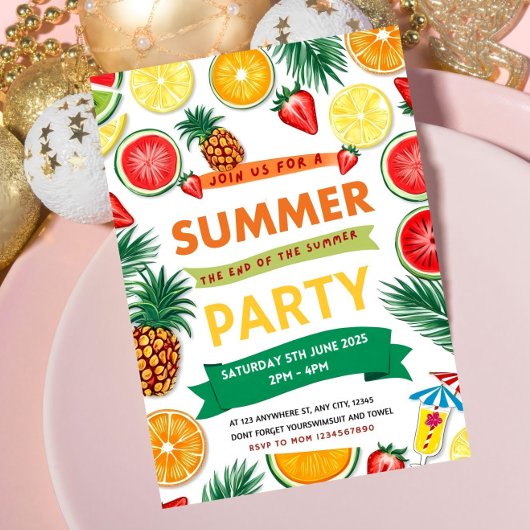 Einde van de zomer Party Invitation Summer Party P Kaart