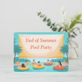 Einde van de zomer zwembadfeest aangepaste uitnodi kaart (Staand voorkant)
