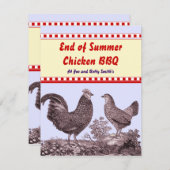 Einde van de Zomerkip BBQ Uitnodiging Kaart (Voorkant / Achterkant)