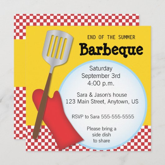 Einde van de zomeruitnodiging kaart (Voorkant / Achterkant)