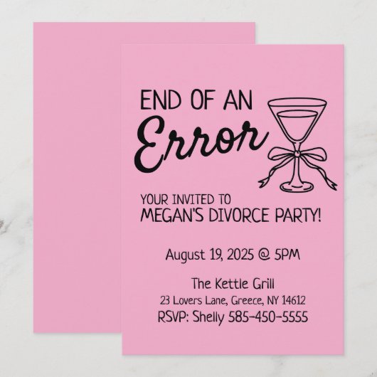 Einde van een Fout Echtscheiding Party Uitnodiging (Voorkant / Achterkant)