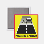 Einde van geasfalteerde weg, verkeersbord, IJsland Magneet (Voorkant / Achterkant)