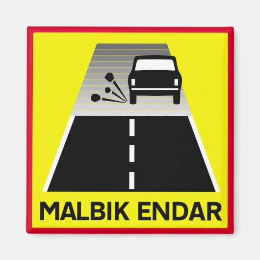 Einde van geasfalteerde weg, verkeersbord, IJsland Magneet (Voorkant)