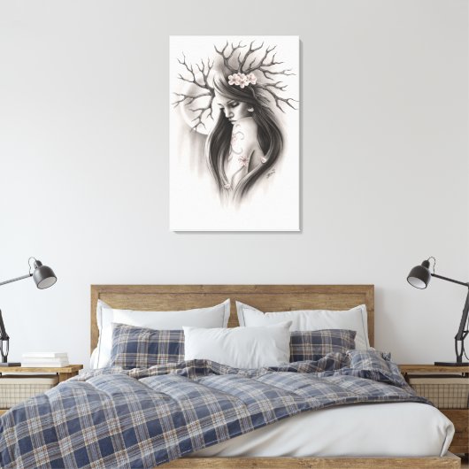 Einde van het begin Spring Cherry Blossom Canvas (Insitu (Slaapkamer))