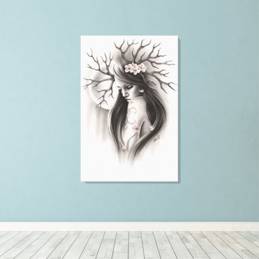 Einde van het begin Spring Cherry Blossom Canvas Afdruk (Insitu (Houten vloer))