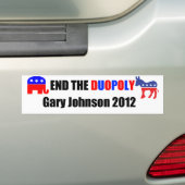 Einde van het duopolie - Gary Johnson 2012 Bumpersticker (Op auto)