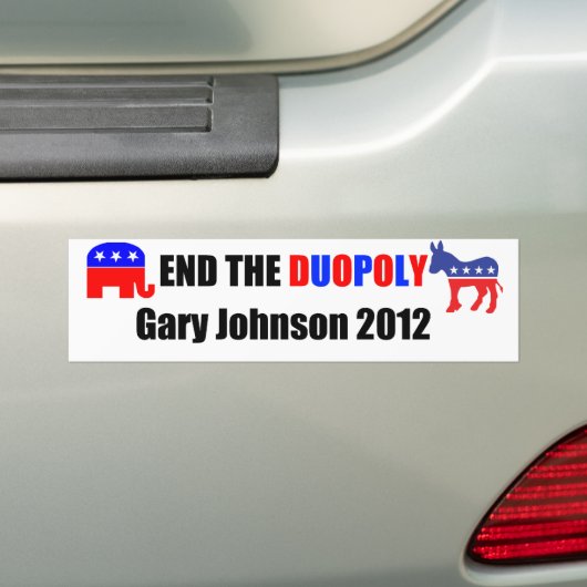 Einde van het duopolie - Gary Johnson 2012 Bumpersticker (Op auto)