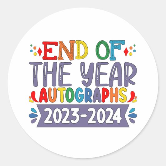Einde van het jaar Handtekeningen 2024 Laatste sch Ronde Sticker (Voorkant)