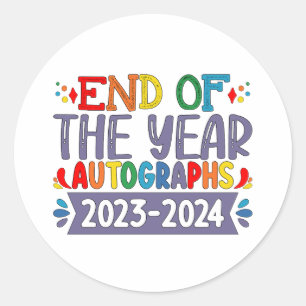 Einde van het jaar Handtekeningen 2024 Laatste sch Ronde Sticker