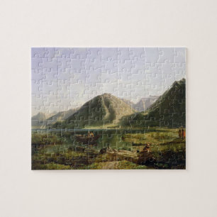 Einde van het meer van Genève, 1835 (olie op doek Legpuzzel