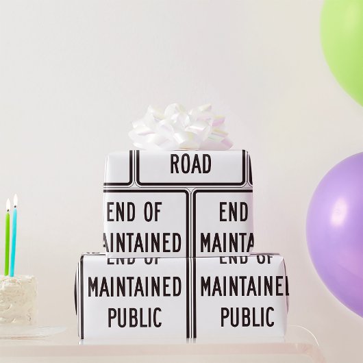 Einde van het onderhouden verkeersbord cadeaupapier