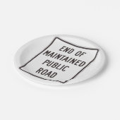 Einde van het onderhouden verkeersbord papieren bordje (Gekanteld)