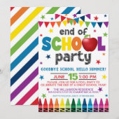 Einde van het schoolfeest uitnodiging, zomergraad kaart (Voorkant / Achterkant)