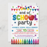 Einde van het schoolfeest uitnodiging, zomergraad 