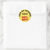 "EINDE VAN HET SEIZOEN VERKOOP!" "60% KORTING!" ro Ronde Sticker (Tas)