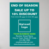 Einde van het seizoen Verkoop Bedrijf Blauwgroen G Poster (Voorkant)