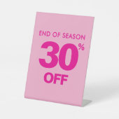 Einde van het seizoen Verkoopteken, Roze 30% korti Reclamebord Met Voetstuk (Voorkant)