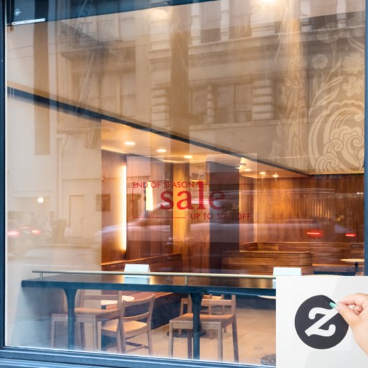 Einde van het seizoen winkel rode raam sticker (Cafe Raam)