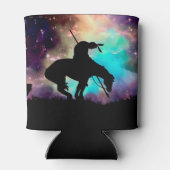 Einde van het spoor Silhouette met nachtelijke hem Blikjeskoeler (Achterkant)