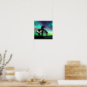 Einde van het spoor Silhouette met noordelijke lic Poster (Keuken)