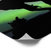 Einde van het spoor Silhouette met noordelijke lic Poster (Hoek)