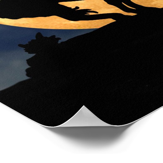 Einde van het spoor Silhouette met volle maan Poster (Hoek)