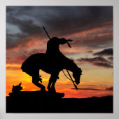 Einde van het spoor Silhouette met zonneklaar Post Poster (Voorkant)