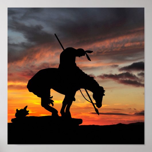 Einde van het spoor Silhouette met zonneklaar Post Poster (Voorkant)