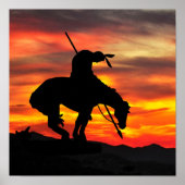 Einde van het spoor Silhouette met zonneklaar Post Poster (Voorkant)