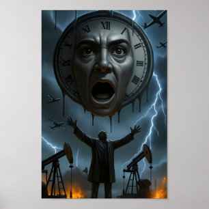 Einde van Olie Surreal Storm Waarschuwings poster