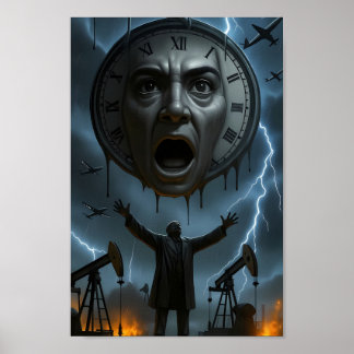 Einde van Olie Surreal Storm Waarschuwings poster