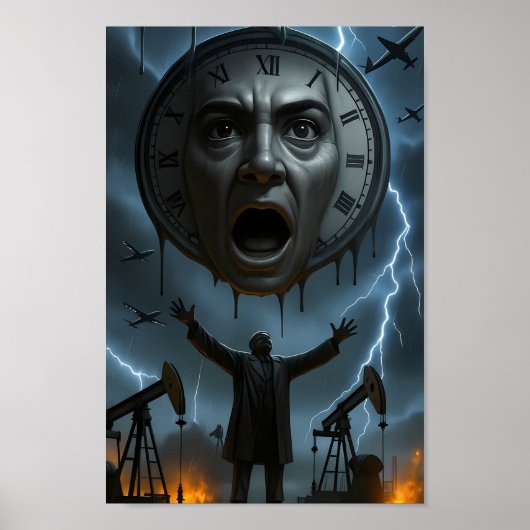 Einde van Olie Surreal Storm Waarschuwings poster (Voorkant)