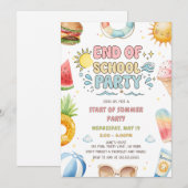 Einde van school en begin van zomerfeest kaart (Voorkant / Achterkant)