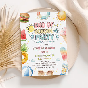 Einde van school en begin van zomerfeest kaart