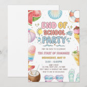 Einde van school en begin van zomerfeest kaart (Voorkant / Achterkant)