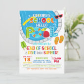 Einde van School Pool Party Uitnodiging - Jongen (Staand voorkant)