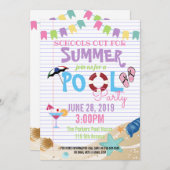 einde-van-school-zwembad-zomerklasfeest-actie kaart (Voorkant / Achterkant)
