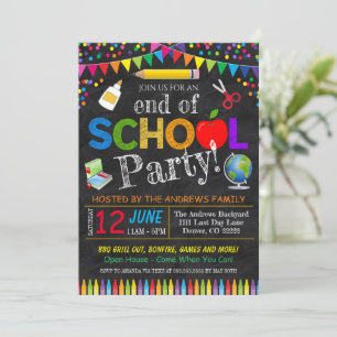 Einde-van-schoolfeest uitnodiging