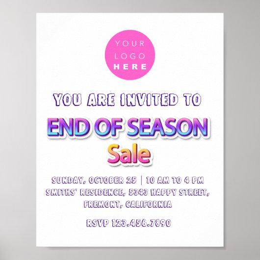 Einde van seizoen verkoop roze Logo Garage Yard Sa Poster (Voorkant)