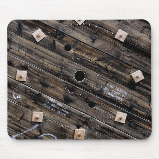Einde van Wooden Industrial Wire Spool Muismat (Voorkant)